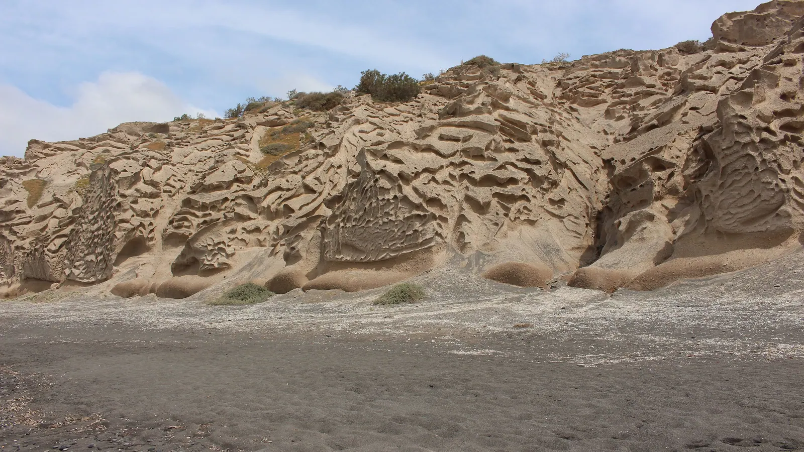 The white cliffs above Vlychada beach